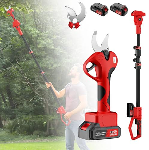 Sécateur Électrique Avec Perche D'extension, Ciseaux De Branche Diamètre De Coupe 30mm, Sans Fil Cisailles Professionnel Élagueur, Avec Affichage De La Puissance