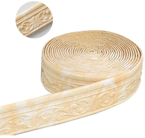 ACESOME Frise de papier peint, autocollante, 10 m x 8 cm x 8 mm, étanche, 3D, moulures de plafond, pour couloir, plafond, coin, ligne, jaune