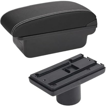 Para Seat Para Ibiza 6j 6L Reposabrazos Central Caja Almacenamiento Contenido Caja Almacenamiento Con Portavasos Cenicero Con USB Caja reposabrazos coche(C3 negro blanco NOUSB)