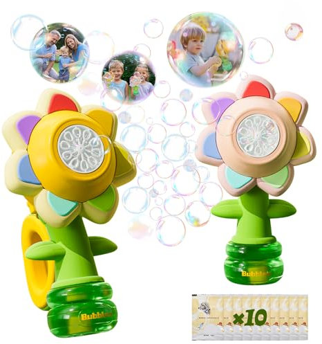 RISINGOR Blumen Seifenblasen Maschine, Seifenblasenmaschine Kinder mit Lichtern und Tanzt, Outdoor & Indoor Kinder Geschenk Bubble Machine Toys für Geburtstag Hochzeit Camping Partys (Rosa)