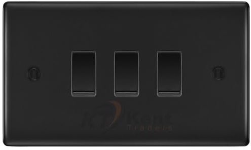 BG Matt Black 3 Gang light Switch in Double Format Custom Grid