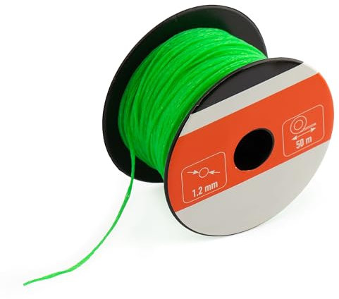 MIVOS Corda per muri - Corda per muratura 50 m, spessore 1,2 mm - Corda per livellare in verde - Corda per edilizia - Filo a piombo - Corda per intonaco durevole e resistente agli strappi - 210N