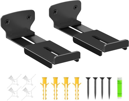 2-Pack Adjustable Soundbar Wall Mounts, Fit for Samsung, Bose, Vizio, LG Depth of 3.5–6.3 Soundbars, Heavy-Duty Steel Holds up to 38 Lbs, With Anti-Slip Guardrail, Hardware Included Easy to Install