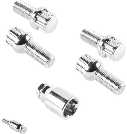 Gorise Antivols de jante M14 x 1,5 mm, anneau de verrouillage à bille R14 pour Mercedes et autres modèles, 4 boulons de roue argentés