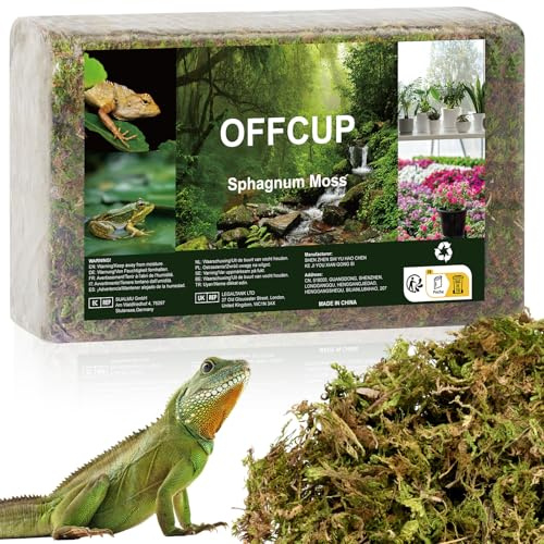 OFFCUP 500g Sphaigne pour Plante, Sphaigne Fraîche Compressée pour Orchidées Mélange Pot, Mousse Naturelle pour Reptiles, Tuteur en Sphaignes Substrat de Culture Naturel (500g)