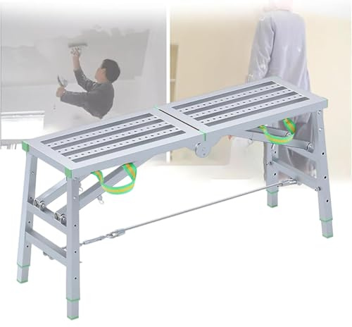 TT-YEC Banco De Trabajo De Andamio De Hierro Multiusos, Banco De Escalera Plegable, Ajuste De Altura De 4 Niveles, Andamio Galvanizado Portátil De Alta Resistencia Para Pintar Y Limpiar,C 200cm