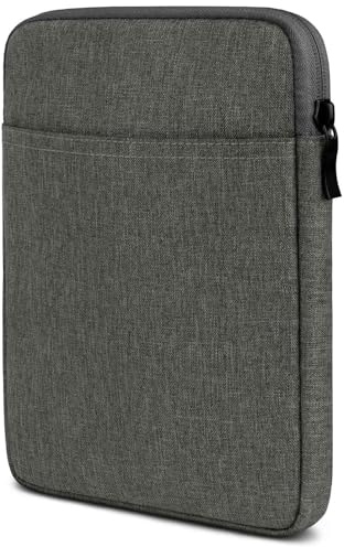moex eBook Hülle für Tolino Vision 6 Tasche mit Reißverschluss und Fach für Zubehör, Stoff E-Reader Sleeve weich Gepolstert, Schutzhülle Minimalistisch Dash Case, Dunkelgrau