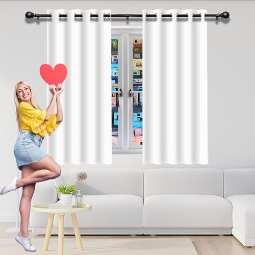KOUDU Gardinen 190 x 230 cm Schöner, Weicher, Schalldämmung, Blickdicht Thermovorhang Schlafzimmer mit Ösen, Waschbar für Wohnzimmer, Weiß