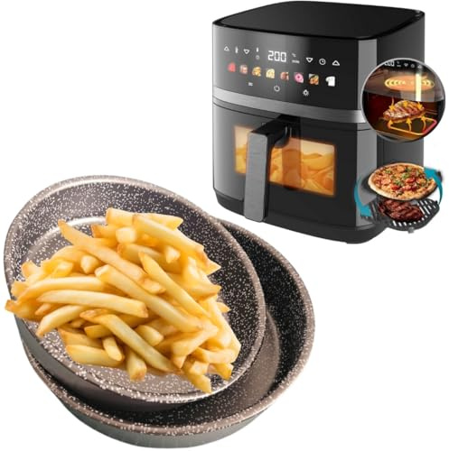 Sunrise - Fritörsform Non-stick aluminiumstekpanna för fritöser med hjul för fritöser för luftfritöser - tillverkad i Italien - rund (18 cm + 20 cm)