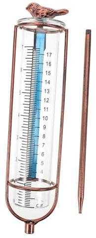 UPKOCH Pluviomètre Extérieur Tube à Essai 7 Pouces Joint Rouge pour Jardin Pelouse, Tube De Remplacement en Verre Solide Et Précis, Appareil De Mesure des Précipitations en Laiton Vintage