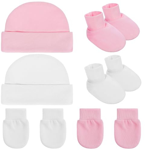 CATIEBYE Gorros Bebe Recien Nacido Costura Ajustada de Algodón para Niñas y Niños 2 Sets y Uso Prolongado, Esenciales para Recién Nacidos