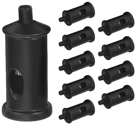 TOBBOMEY 10 conectores de sujeción para cables de luz: clip de bloqueo de cable de acero ajustable para iluminación de jardín, enrejado, cerca exterior, montaje en negro.