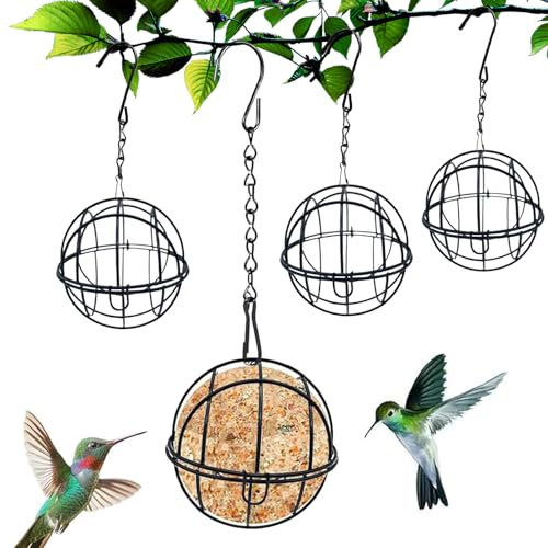4X Meisenknödelhalter,Meisenknödel-Halterung Aus Metall,Vogelfutterspender Mit Kette,Halter Für Meisenknödel Ohne Netz,Futterspender Für Vögel,Behälter Für Vogelfutter,Knödelhalter Für Vögel Robust