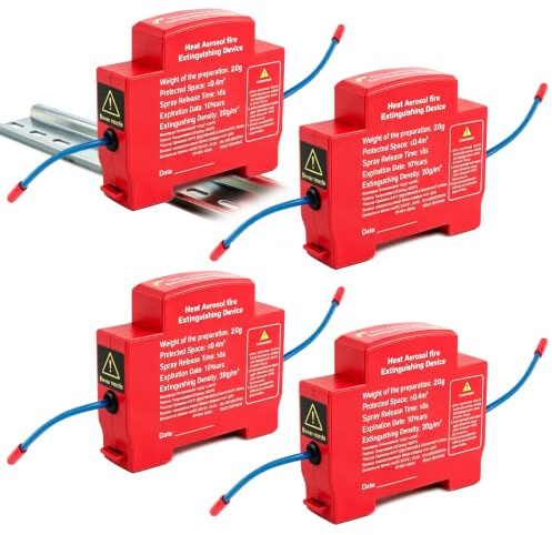 Lot de 4 extincteurs automatiques en aérosol pour rails DIN, système d'extinction incendie pour armoires électriques, système d'extinction à activation thermique, extincteur compact pour système de