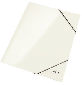 Leitz WOW 3-Klappen-Mappe, 10er Pack, Eckspannermappe für bis zu 150 A4-Blätter, elastischer Verschluss, Dokumentenmappe aus Pappe, Weiß, 39820001