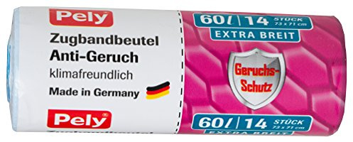 pely 8518 Pelyclean Zugband-Müllbeutel, 60 Liter, 14-Stück, extra breit