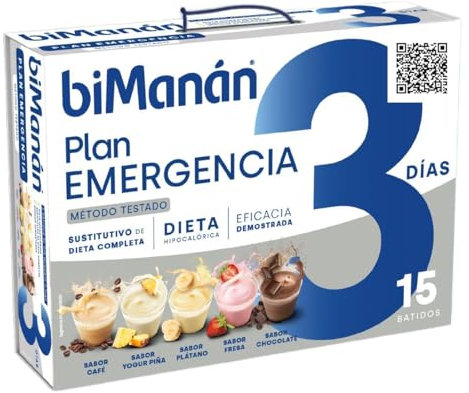 BiManán - Plan de Emergencia 3 Días, Sustitutivos para el Control y la Pérdida de Peso, Incluye 15 Batidos, con Vitaminas y Minerales