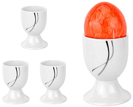Van Well Lot de 4 coquetiers Blanc 4,8 cm. Argent