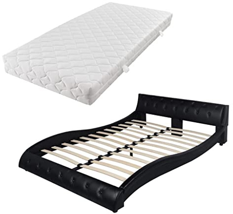 vidaXL Kunstlederbett Doppelbett Polsterbett Bettgestell Matratze 140x200cm Weiß