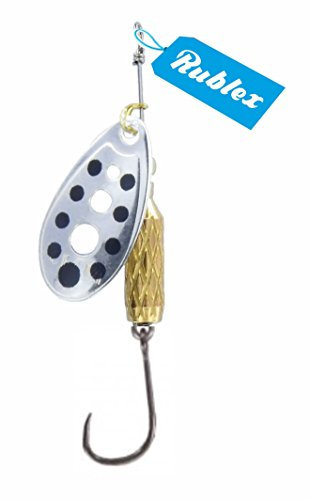 Rublex - Pack de 5 Cucharillas de Pesca C-Turbo-3 APN | Cebo Artificial de Pesca con Sistema de Clip y Acción de Giro Mejorado, Plata Puntos Negros, 5gr