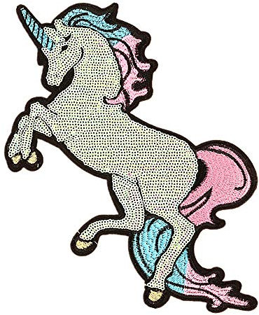 Jumbo-Pailletten-Aufnäher, Bügelbild, Motiv Einhorn, Pferd, Handarbeit, Flicken, Tasche, Jeans, Applikation, Transfer-Stoff, von Dreamshome