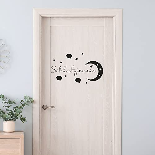 GRAZDesign Wandtattoo Schlafzimmer Türaufkleber mit Mond Schäfchen Sterne | Größe 34x57cm | Klebefolie selbstklebend für Tür - 010 weiss