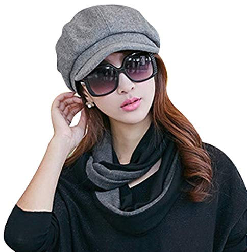 ITODA Golfermütze Damen Baskenmütze Winter Wollmütze Weich Schiebermütze Barett Mütze mit Schirm Damenhut Einfarbig Schirmmütze Warm Schlägermütze Mädchen Ballonmütze Winterhut für Outdoor Freizeit