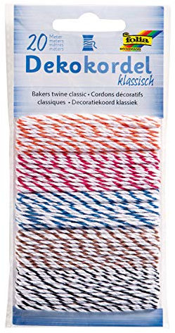 folia 12210 - Cordón Decorativo clásico, 5 Colores Surtidos, 5 m Cada uno, 5 m – Cordones para Decorar Manualidades, Manualidades y pequeños Regalos, Multicolor, 20 m