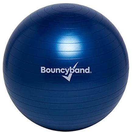 Bouncyband Large Balance Ball, Dark Blue – Create Flexible Seating to Improve Focus in the School, Office, or Home with This No-Roll Weighted Ball – 25.5” (65cm) for People Over 5’6 Tall