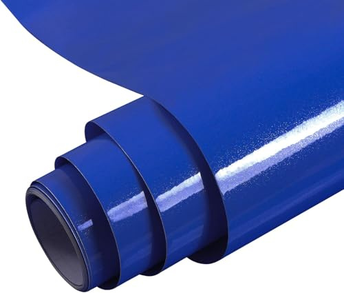 Hode Möbelfolie Dunkelblau Selbstklebende Folie Klebefolie 60cmx5m Hochglanz Mit Glitzer für Möbel Küche Tür Oberflächenschutz Schrank Wasserdicht Vinyl Tapete