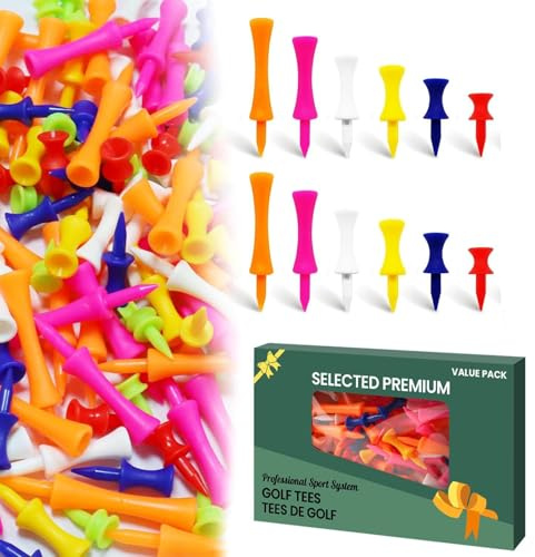 ATUIO Amy Sport Golf Tees Step Down Plastic Unbreakable Reusable Value 50 Pack, 2 3/4, 2 1/4, 2,1 3/4,1 1/2, 1 1/4 inch Bulk Set.