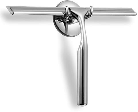 Tergivetro per Doccia, Tergivetro per Finestre, Pulisci Vetro Doccia in Acciaio Inossidabile con Forte Gancio di Aspirazione per Bagno, Cucina, Specchio, Pulizia di Finestre e Vetri, 10 Cromo