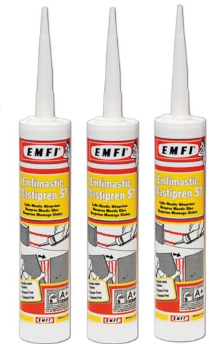 Colla a contatto in neoprene, colla di montaggio, tutti i tipi di materiali, compensato, battiscopa, pelle, legno, fabbricazione francese per MadeInNature (MASTIPREN ST, set da 6 + pistola)