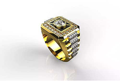 BAJIE Ehering Gold gefüllt Diamant Kissen Typ Zirkonia Edelstein Herrenring Sterling Silber 925 Schmuck