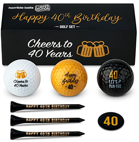 Horrible Balls Golf Birthday Gift Sets - 40th 50th 60th 70th - Perfect Novelty Golfing Present for Him or Her