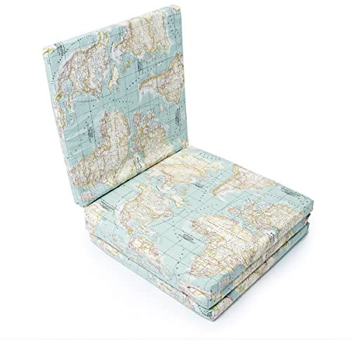 MIMUSELINA Colchoneta Bebe Suelo Alfombra Bebe 120x120 cm | Mullida, Desenfundable y Lavable | Ideal para Gatear, Jugar y Andar | Certificado Oeko-Tex | Plegable y Aislante del Frío (Mapamundi)