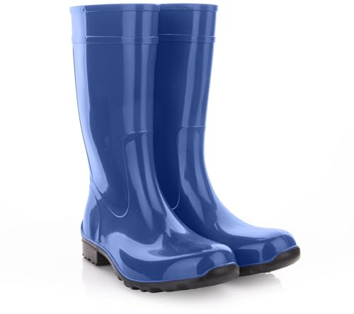 LEMIGO Botas de Goma para Mujer Botas de Lluvia Altas Impermeables Zapatos de Jardín 967 Ilse (Azul, Sistema tallas calzado EU, Adulto, Números, mediano, 42)