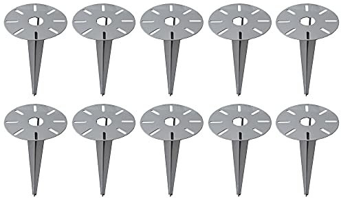 Novatool 10 x Erdspies Ø 15,5 x H 30,5 cm verzinkt I Erdbefestigung für Lampen Bodenhülse I Gartenspiess Sonnenschirm Gartenzubehör Bodenanker Steckdosensäulen I Erdnagel Erdanker Stahl
