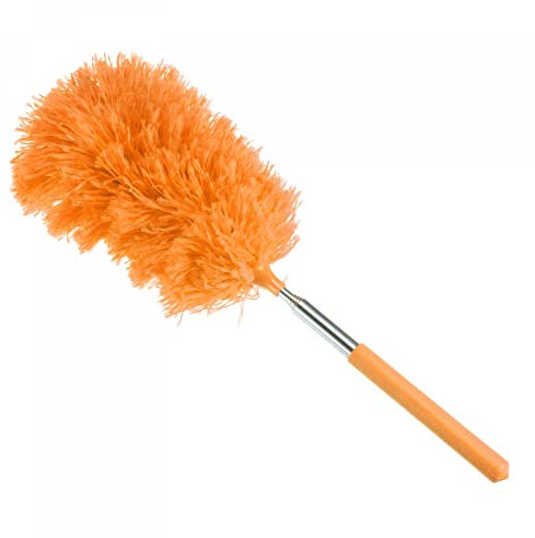 sourcing map Plumero de limpieza de microfibra, cepillo extensible lavable de 12 a 31,5 pulgadas, plumero de plumas flexible para muebles de ventana, naranja