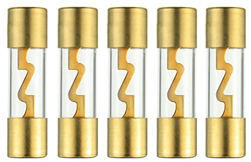 BOJACK 30A AGU Sicherung 30 Amp Auto Automotive Audio Power Sicherheit schützen Glasrohr vergoldet Schutz（5 Stück）