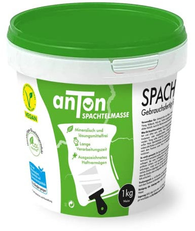 Anton Spachtelmasse 1kg | Weiß | spachteln | verfugen | ausbessern | schleifbar | hohes Haftvermögen | leichte Verarbeitung | 10-15m²