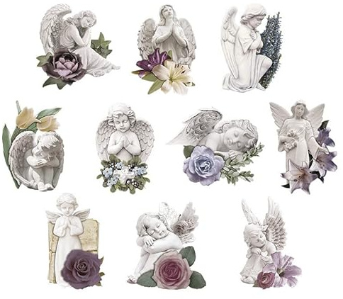 Ideen mit Herz 3-D Motive, ausgestanzt, ca. 7-10 cm, 10 Stück im Beutel | Bilder zum Basteln & Dekorieren | Grußkarten selber machen | Bildmotive für Scrapbooking & DIY-Deko (Engel zum Gedenken)