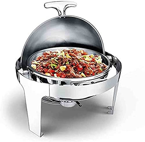 FJAUOQ Chafing Dish Scaldavivande Elettrico Acciaio Inossidabile Chafing Dish Set Tondo Scaldavivande in Acciaio Inossidabile per Catering Buffet Party 6l,001