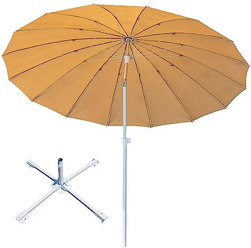 SAGIDAR Strandschirm/Balkonschirm, Terrassenschirm 2mx2.25m, Campingschirm, 360 ° Neigbarer Sonnenschirm, Gartenschirm Rund, Sturmfest, Mit Bodendübel ou Kreuzfuß, Robust Und Langlebig