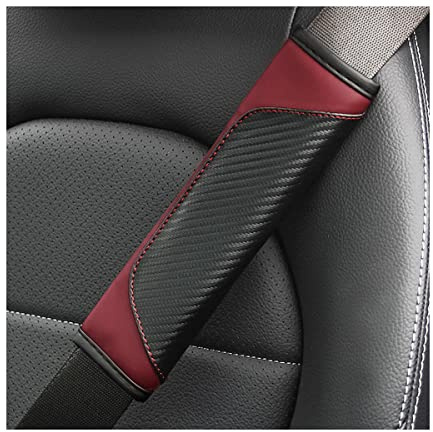 JNNJ 2 Stück Universal Sicherheitsgurt Schulterpolster für Auto, Bordeaux | Klettverschluss, Angenehmer Schulterkomfort, Für Rucksack Und Tasche Geeignet, Schnelle Montage, Autozubehör