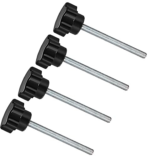 CoCud Stern Klemmknöpfe M6 x 70mm Außengewinde 30mm Kopf Plastik Daumen Schrauben Griff Hand Knöpfe Gewinde Bolzen Schwarz - (Anwendung: für Drehmaschinen Maschinen) 4Stk