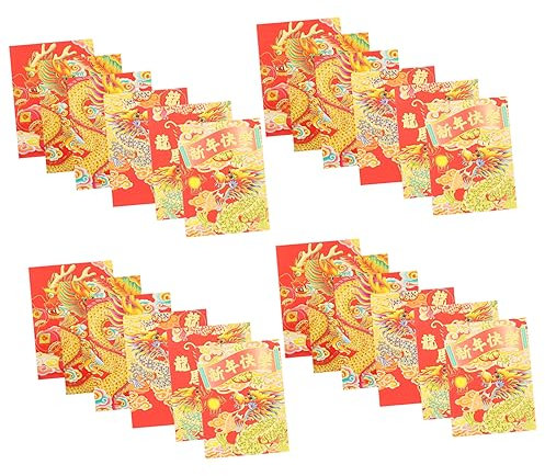 MAGICLULU Traditionelle Rote Papiertaschen 30 Stück Chinesische Rote Umschläge Briefpapier-umschlagset