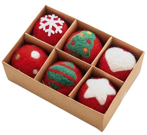 Weihnachtskugel-Ornamente, 1,96 Zoll Wollkugel-Weihnachtsbaumdekoration, 6 Stück Wollschneekugel-Weihnachtsbaumdekorationskugeln für Weihnachtsfeierzubehör