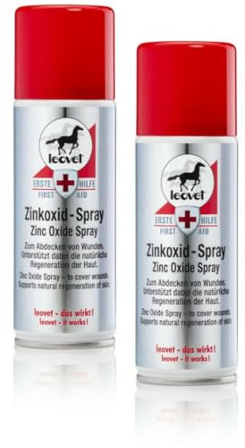 RL24 leovet - Erste Hilfe Zinkoxid-Spray | Pferde-Zinkspray zum Abdecken von Wunden | Zinksalbe zum Sprühen | bildet Schutzfilm & pflegt beanspruchte Hautpartien | 2 x Wundspray 200 ml (2er Set)