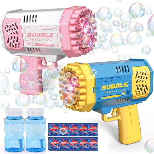 JONEG Toys for 3-8 Year Olds Kids Girls: 2 Pack Bubble Gun Bubble Machine for Boys Kids Gifts for Age 3 4 5 6 7 8 Years Old Girls Boys Birthday Toy for Toddlers Ages 3-8 Outdoor Garden Bubble Maker